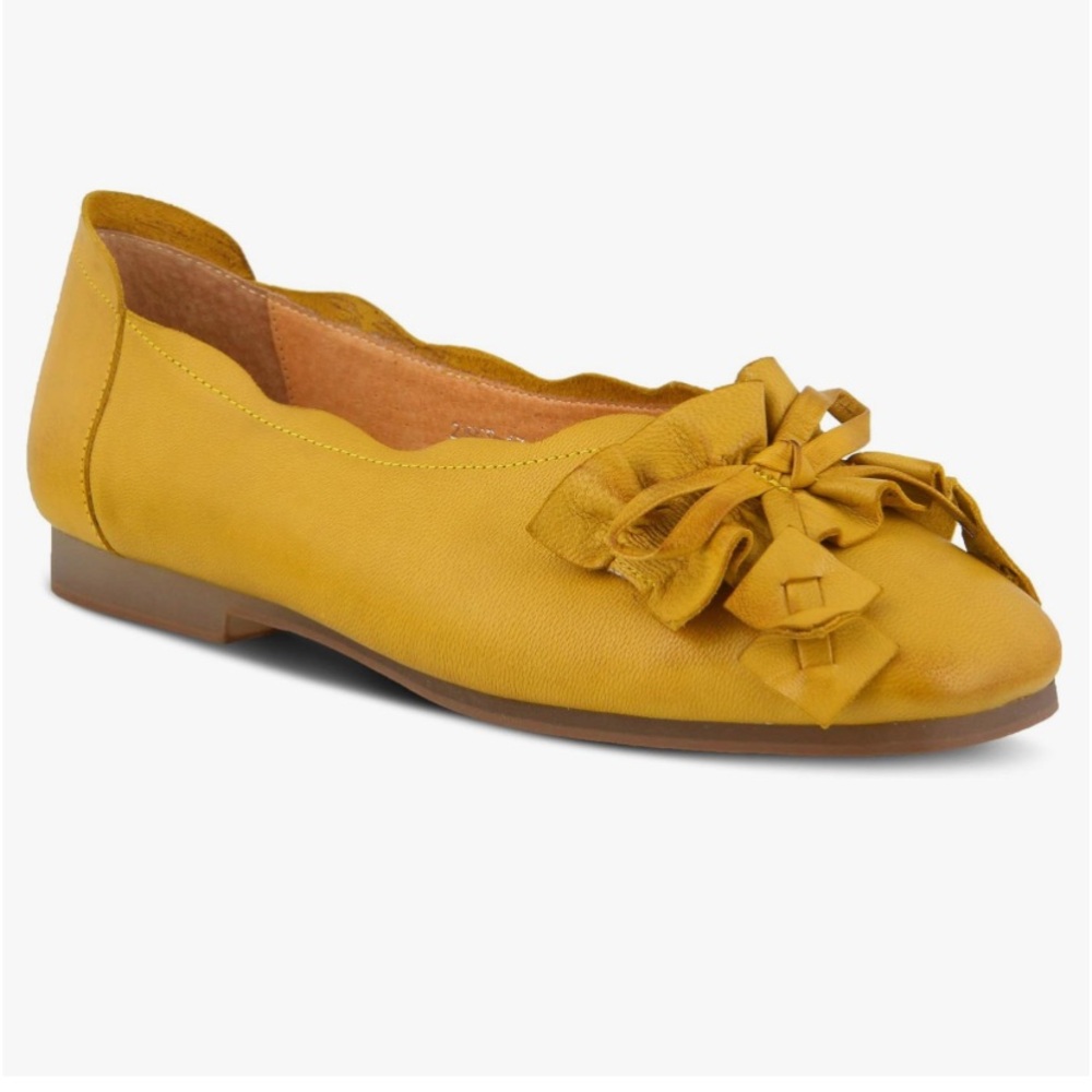 SPRING STEP L’ARTISTE LOUISA  BALLERINA FLATS YELLOW LEATHER SZ 37 EU / 6.5-7 US - Picture 7 of 13